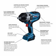 Bosch GDS18V-740N PROFACTOR 18V 1/2" Impact Wrench with Friction Ring (Tool Only)
