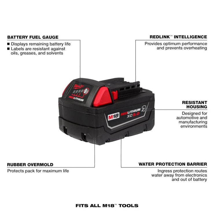 Milwaukee 48-11-1850R M18 REDLITHIUM XC5.0 Resistant Battery