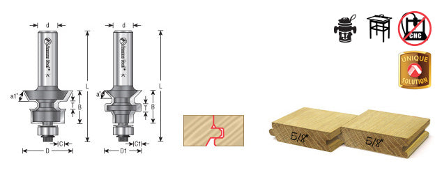 Amana 55454 2-Piece Carbide Tipped Flooring Router Bit Set