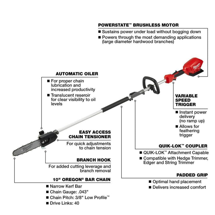 Milwaukee 2825-20PS M18 FUEL 10" Pole Saw