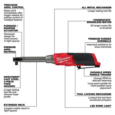 Milwaukee 2569-20 3/8" Extended Reach High Speed Ratchet (Tool Only)