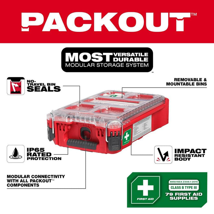 Milwaukee 48-73-8435C PackOut 79 Pc Class A Type III First Aid Kit