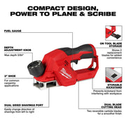 Milwaukee 2524-20 M12 Cordless 2" Planer (Tool Only)