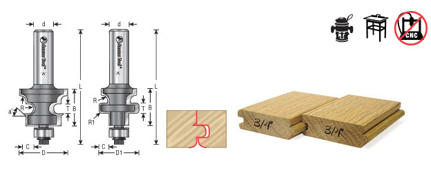 Amana 55456 2-Piece Carbide Tipped Flooring Router Bit Set