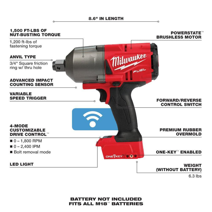 Milwaukee 2864-20 M18 Fuel Impact Wrench (Tool Only)