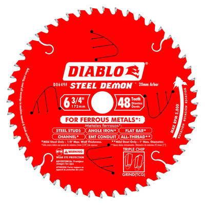 Diablo D0649 6-3/4" x 48 Tooth Carbide-Tipped Saw Blade for Metal